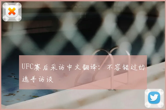 UFC赛后采访中文翻译:不容错过的选手访谈